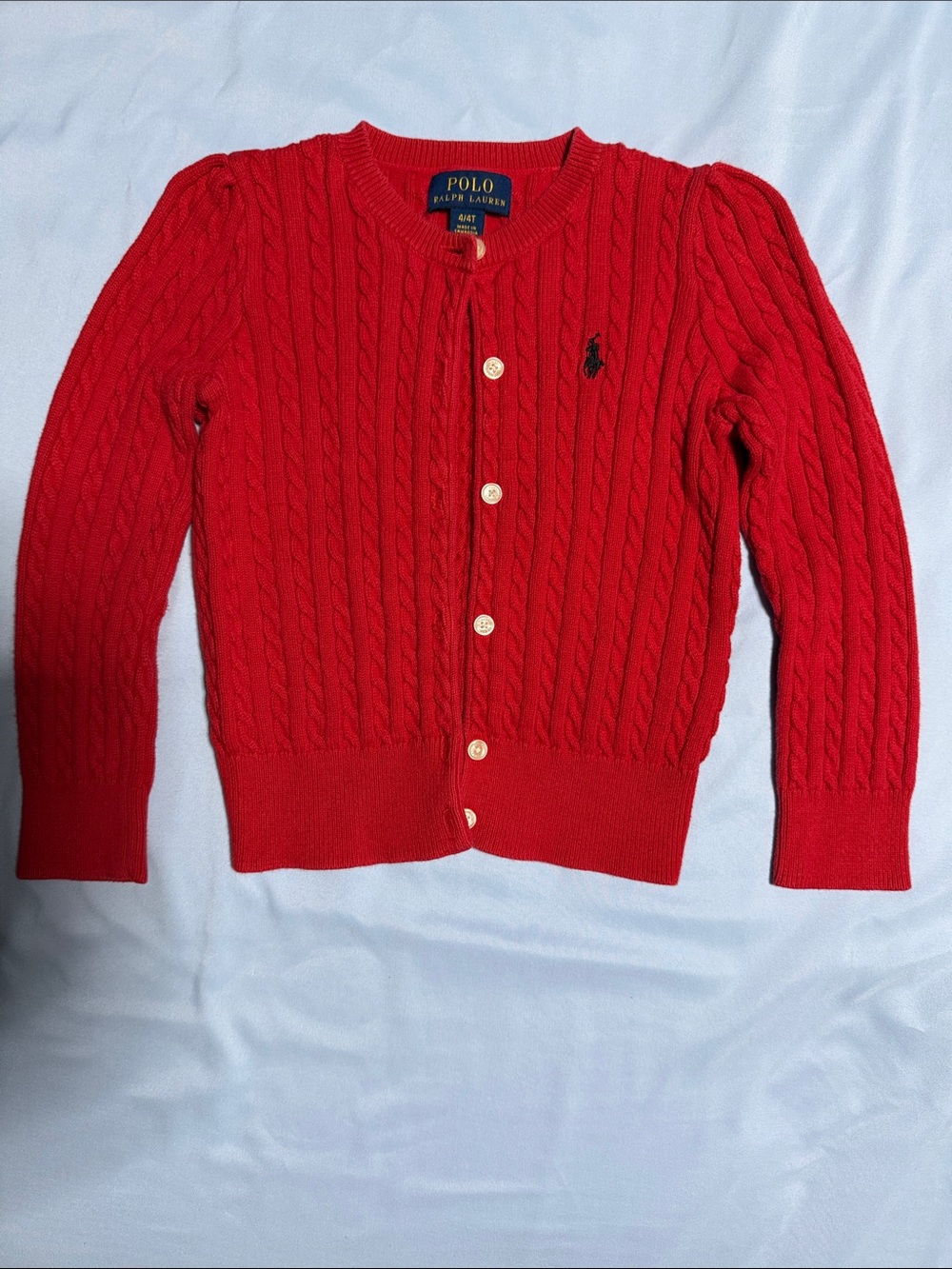 Polo by Ralph Lauren Girl Red Cable-Knit Cardigan